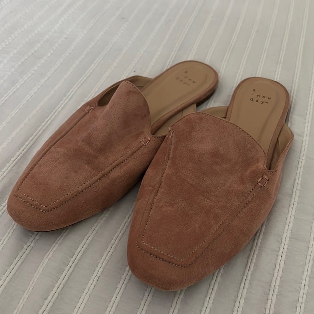 Pink flat loafers